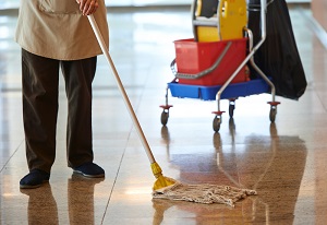 Mopping Floor with Cleaning Chemicals