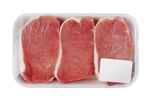 Refrigerated Tray of Meat with Flexible Packaging