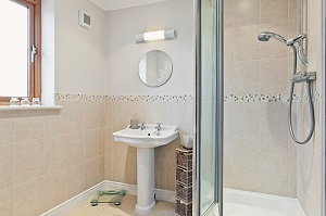 Bathroom with wall tiles