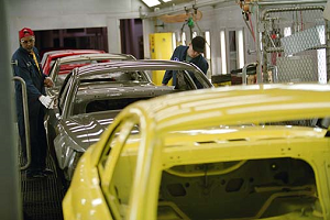 Automobiles Being Coated