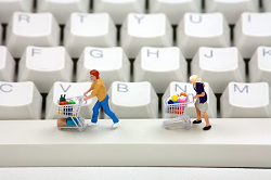 Mini Shoppers on Computer Keyboard