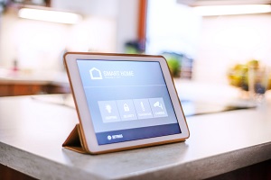 Tablet sitting on a counter