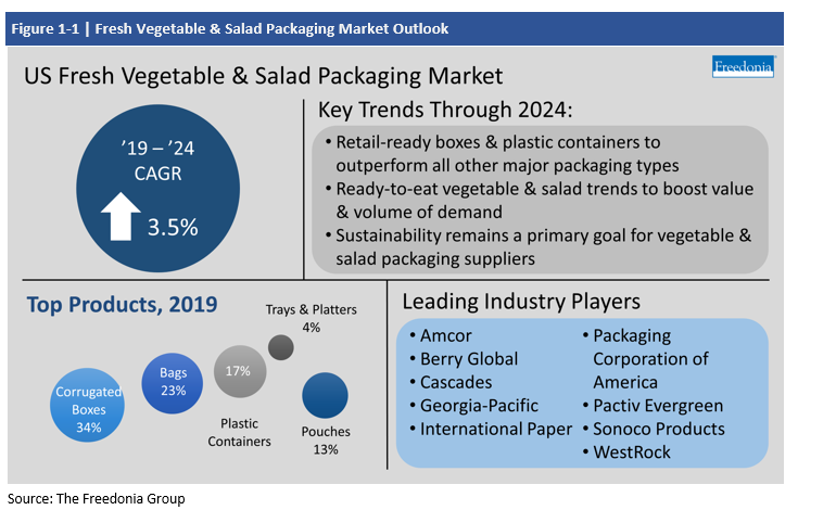 Infographic with key insights for Fresh Vegetable & Salad Packaging Market
