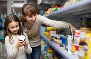 Food Packaging Consumer Insights Women with a Girl in a Supermarket