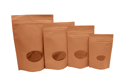 a series of 4 pouches with ziploc closures in descending size order